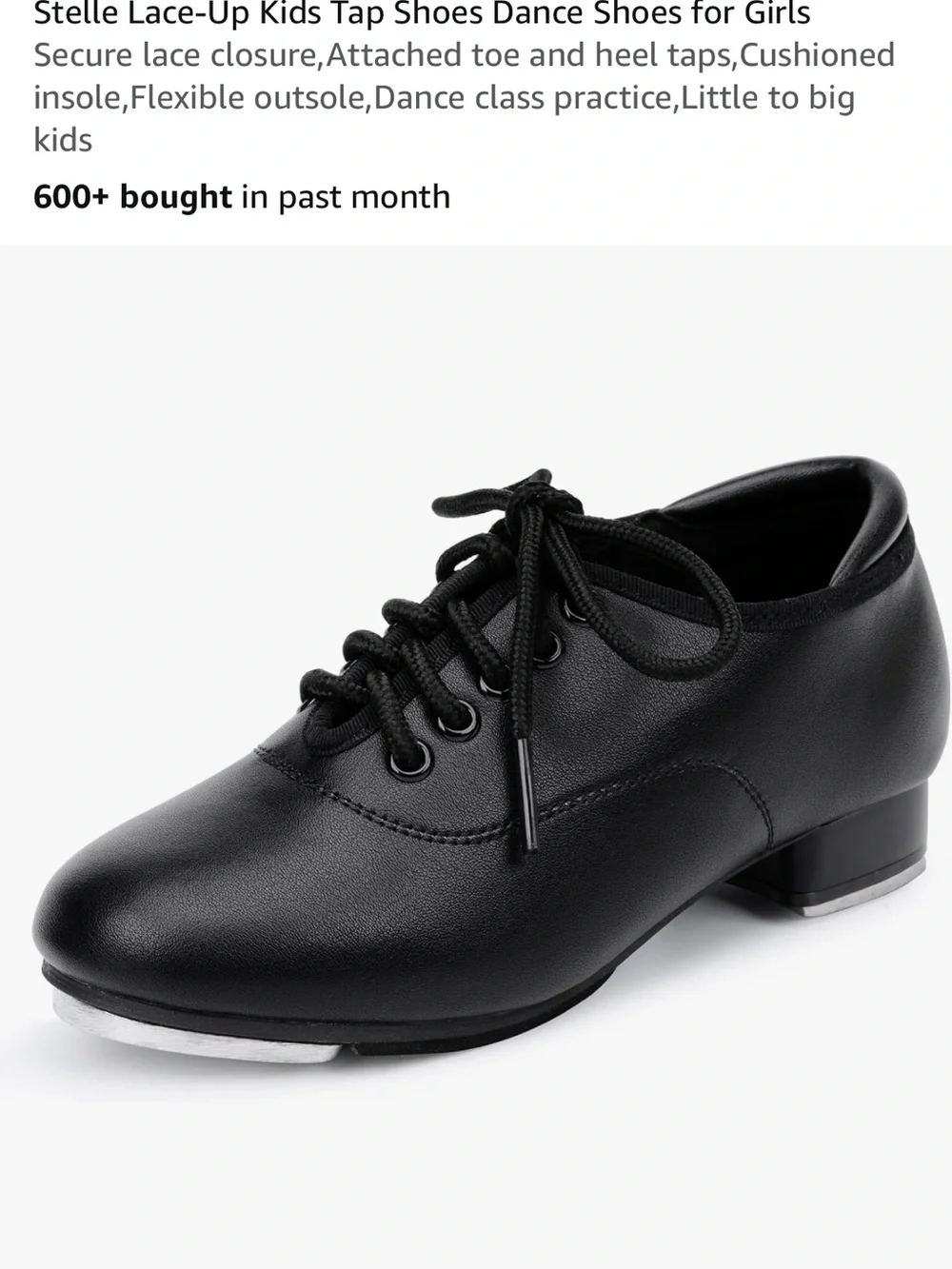 Stelle Black Kids Lace-Up Tap Shoes for Performance
